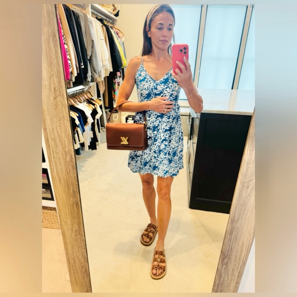 Blue and White Floral Summer Dress Small